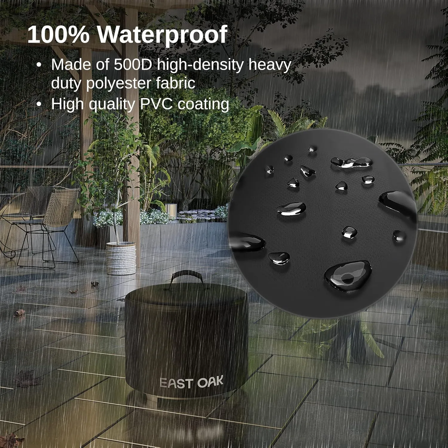 EAST OAK 21'' Fire Pit Cover for Outdoor Smokeless Firepit, 500D Heavy Duty Fabric Bonfire Pit Accessories for Camping, Waterproof, Dustproof, and All-Weather Resistant, 21.26"Dia X 13.97"H, Black