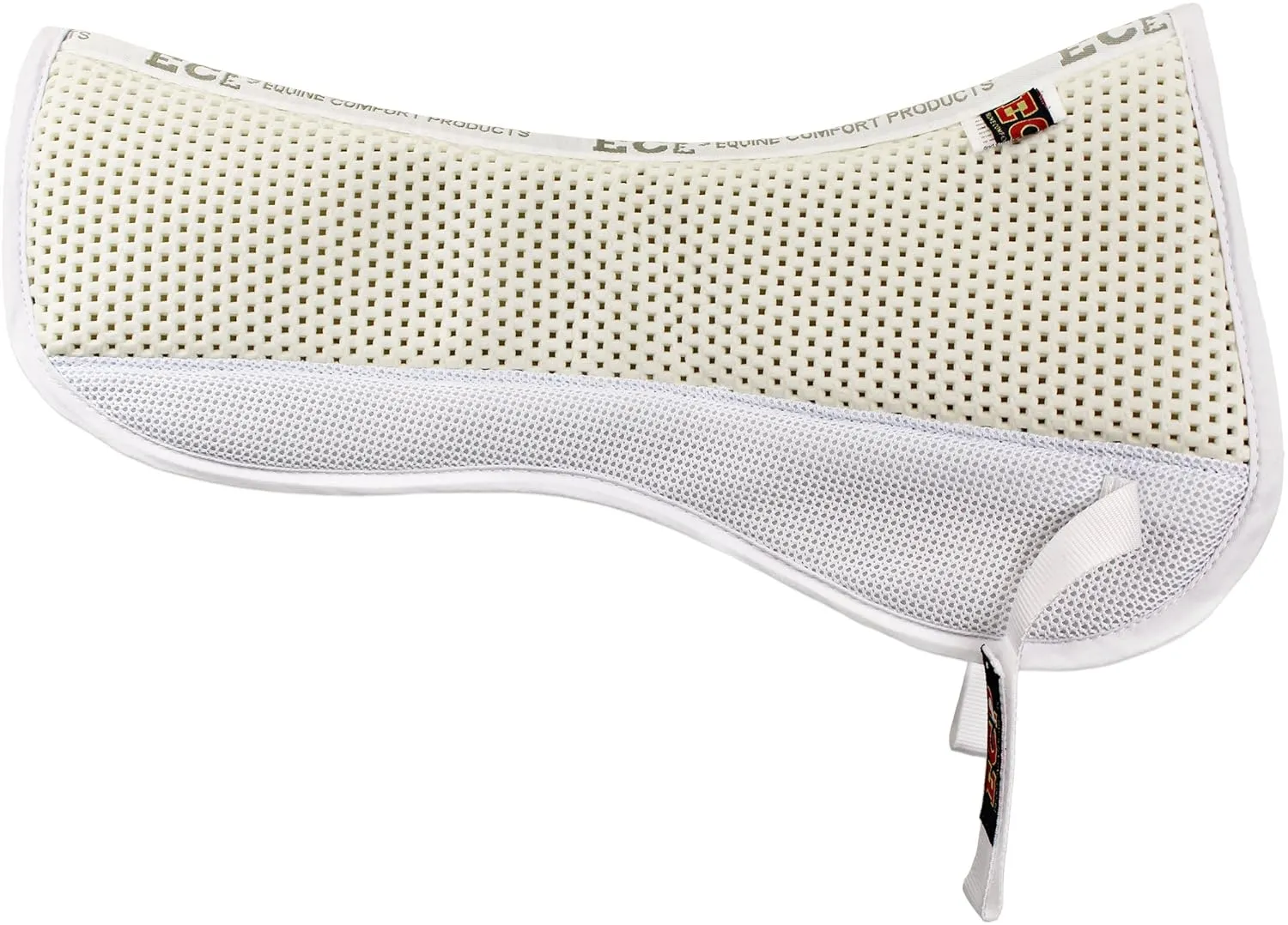 ECP Equine Comfort Products Grip Tech Non Slip Half Saddle Pad for Horses, Breathable, Shock Absorbing, Compression Foam with Cotton Lining, English Riding Pad for Jumping, Training & Eventing, White