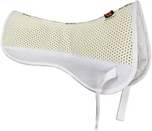 ECP Equine Comfort Products Grip Tech Non Slip Half Saddle Pad for Horses, Breathable, Shock Absorbing, Compression Foam with Cotton Lining, English Riding Pad for Jumping, Training & Eventing, White