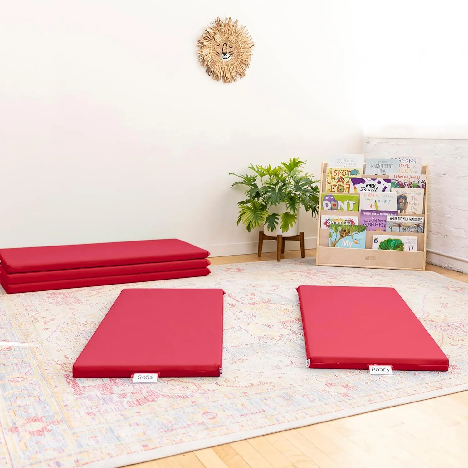 ECR4Kids SoftZone Rainbow Rest Mat, 2in, Sleeping Pad, Red, 5-Piece