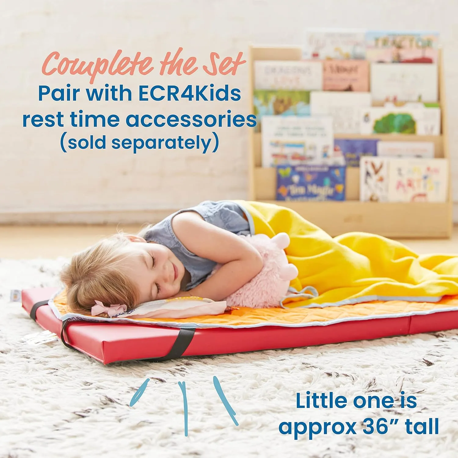 ECR4Kids SoftZone Rainbow Rest Mat, 2in, Sleeping Pad, Red, 5-Piece