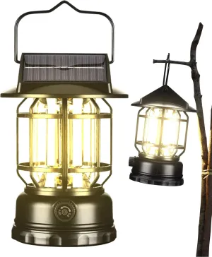 Electric Camping Lantern - Portable Rechargeable Hanging Lamp | Portable Brightest Lights | Hanging Lights | Portable Vintage Solar Powered Landscape Lamp for Courtyard Decoration
