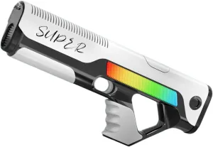 Electric Continuous Water Gun, Super Firepower Long-Range Range, Single Shot Double Shot Dual Mode, New Waterproof Design, Summer Toys for Adults and Children (60A-White)