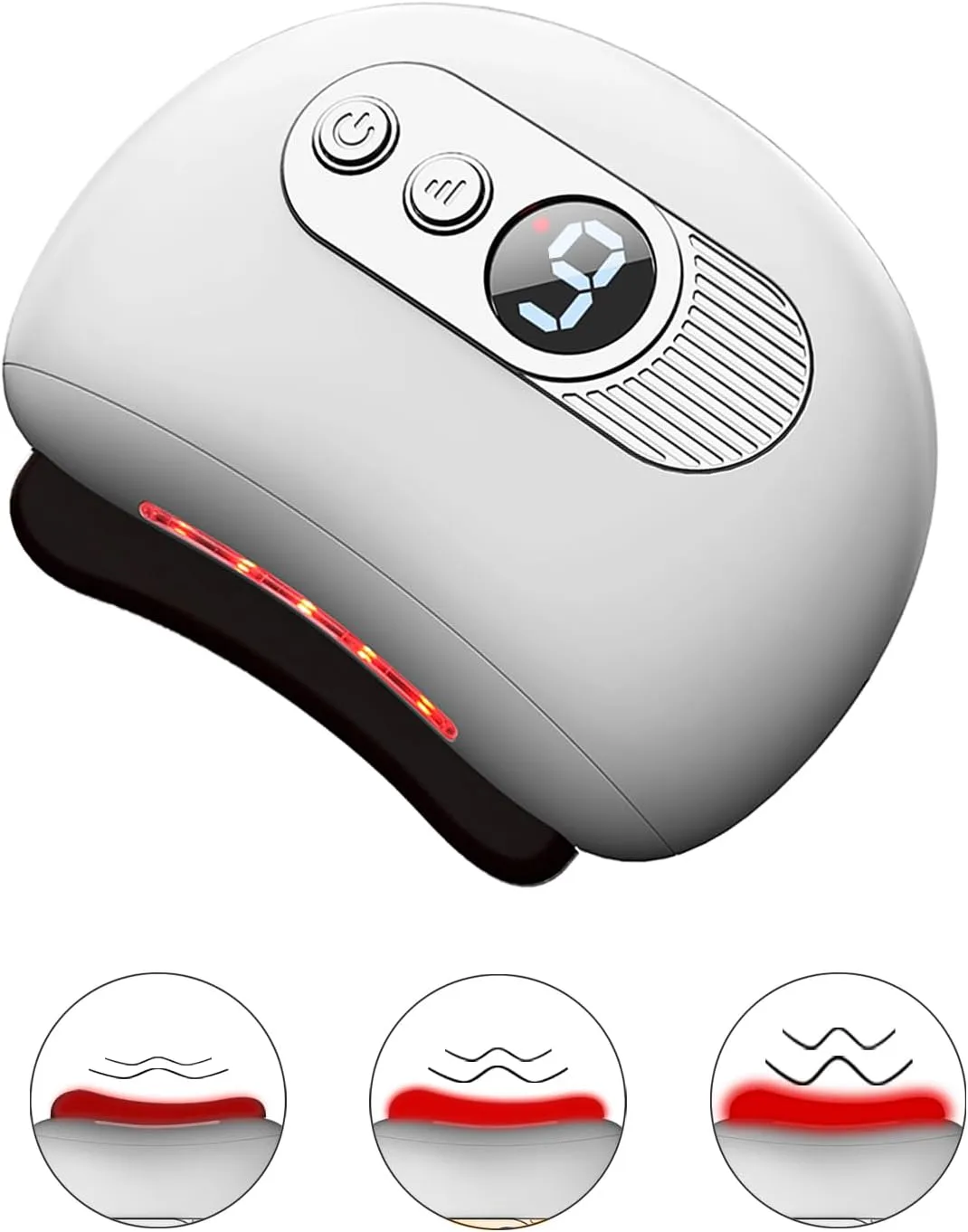 Electric Gua Sha Facial Tools,Light Based Multifunctional Facial Massager with LED Screen,Facial Scraping/Sculpting/Tightening with Heat/Electric Vibration, Anti-Aging & Wrinkles, Double Chin (White)