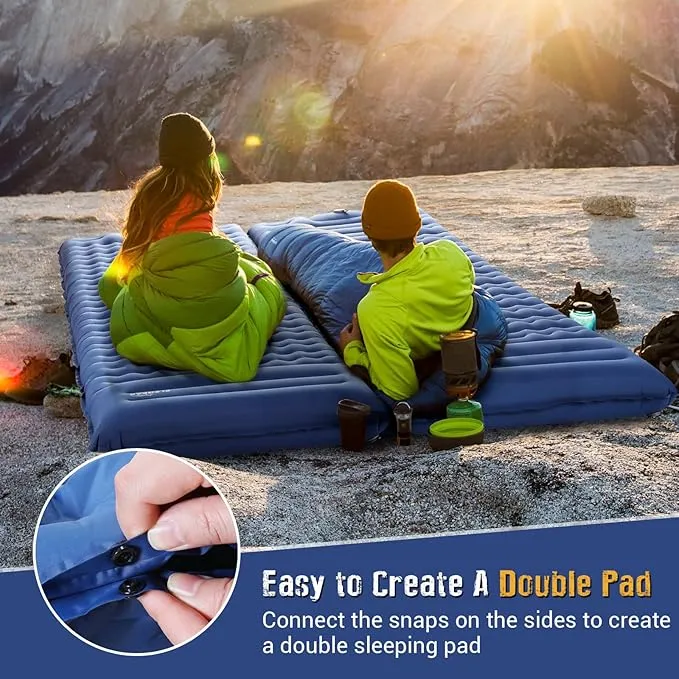 Elegear Self Inflating Sleeping Pad for Camping, 4" Ultra-Thick Camping Mattress Pad with Pillow Built-in Foot Pump Camping Sleeping Mat for Backpacking, Hiking, Portable Camping Pad
