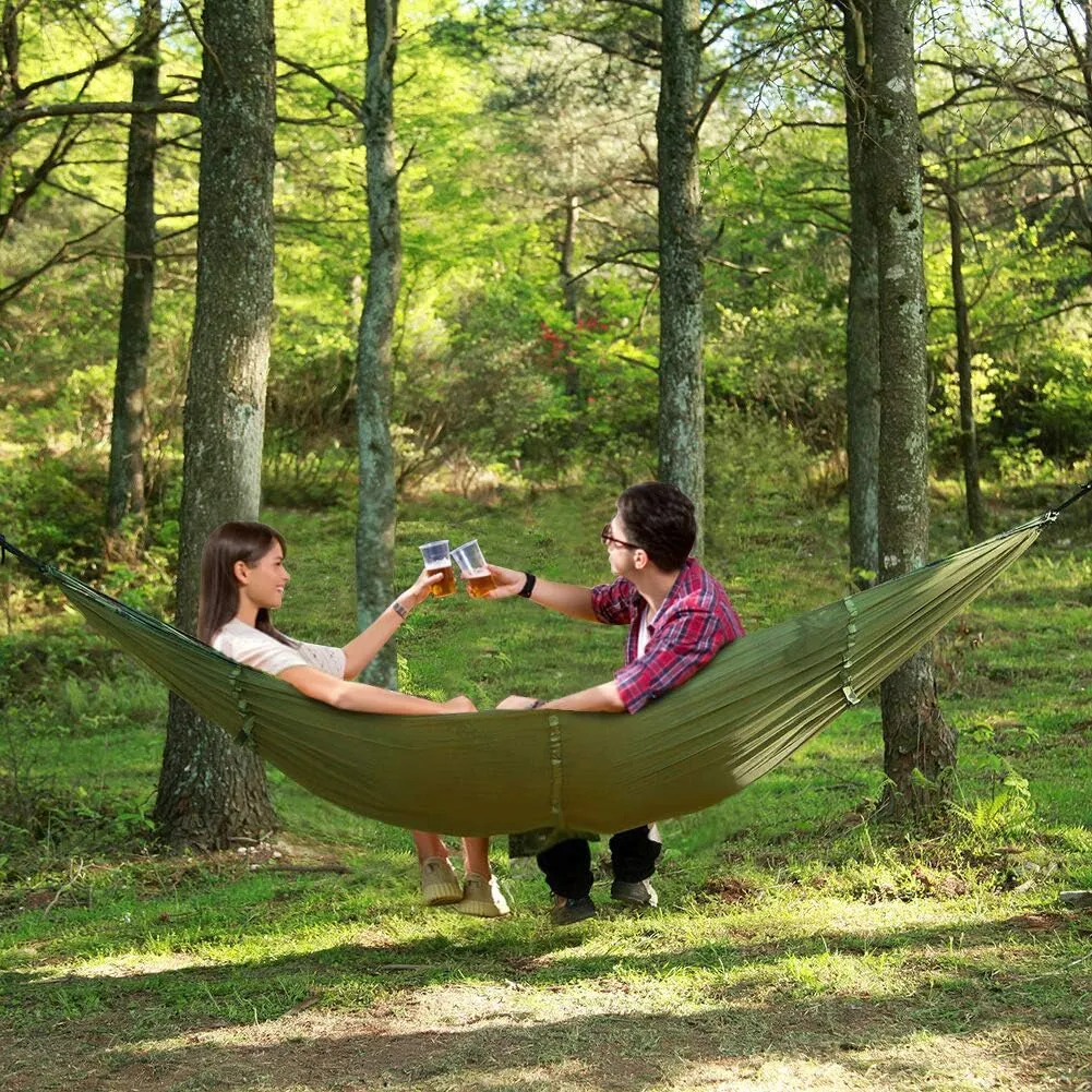 ELEOPTION Portable Camping Hammock Set All-Inclusive, Double Outdoor Hammock with Mosquito Bug Net, Tarp Cover, Tree Straps, Storage Bag, Perfect for Hammock Camping Hiking