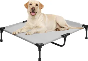 Elevated Dog Bed, Cooing Raised Dog Cots Beds for Large Dogs, Outdoor Dogs Hammock Bed with Breathable Mesh, Easy to Assemble, Non Slip, Grey, L