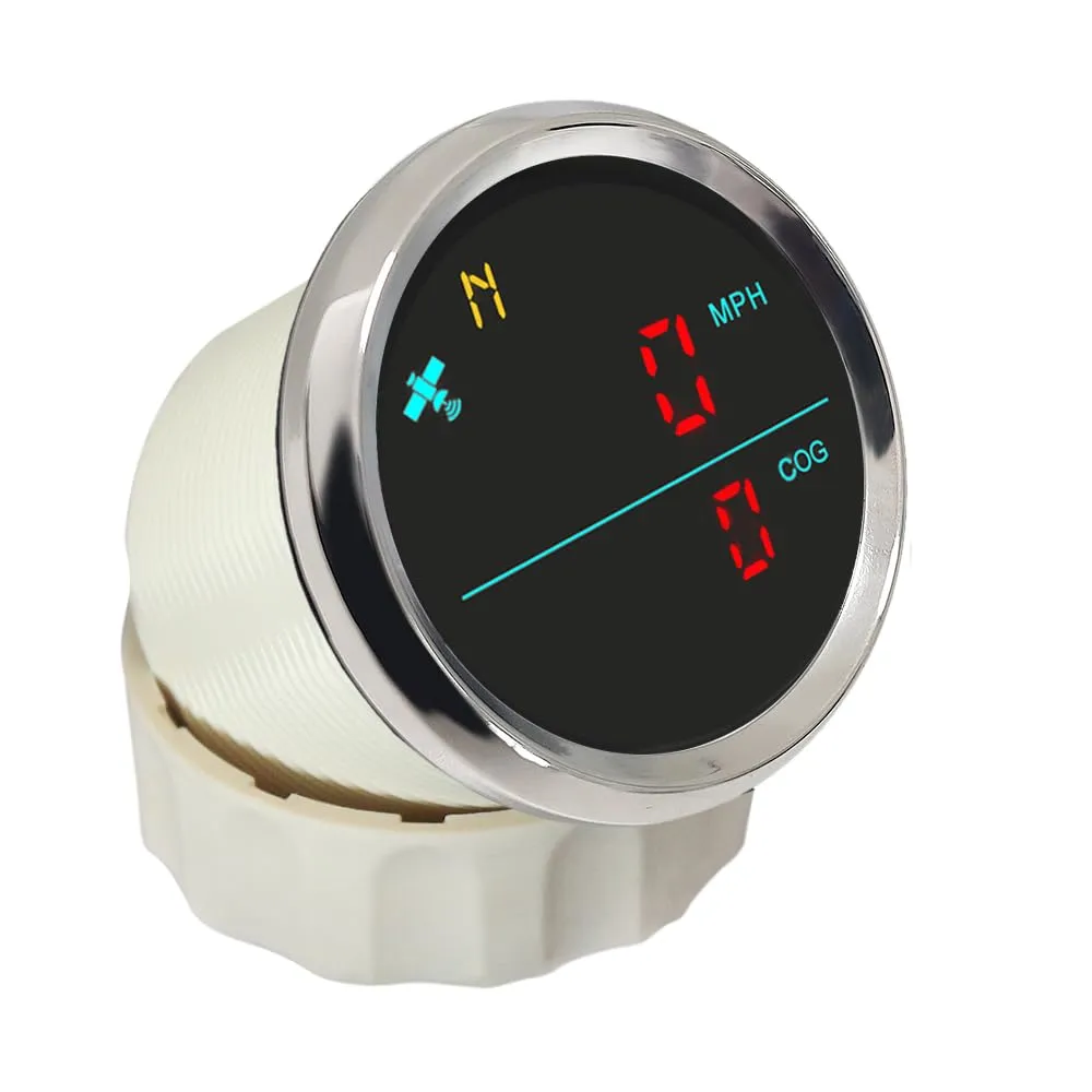 ELING 2'' Waterproof Speedometer GPS Speedo Gauge 0-999 km/h Knots mph for Marine Yachts with Compass 12V 24V (LCD Doesn't Show Odometer)