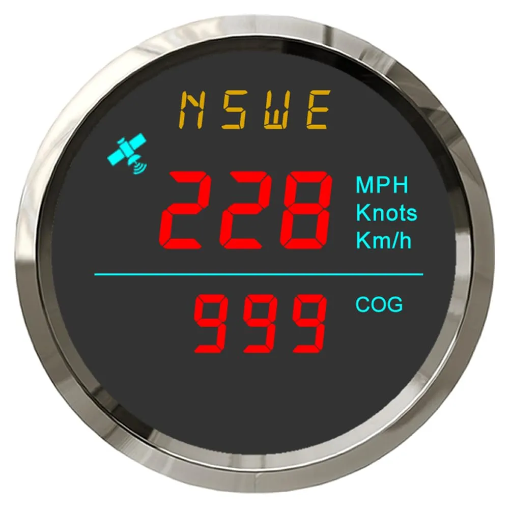ELING 2'' Waterproof Speedometer GPS Speedo Gauge 0-999 km/h Knots mph for Marine Yachts with Compass 12V 24V (LCD Doesn't Show Odometer)