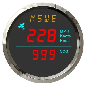 ELING 2'' Waterproof Speedometer GPS Speedo Gauge 0-999 km/h Knots mph for Marine Yachts with Compass 12V 24V (LCD Doesn't Show Odometer)