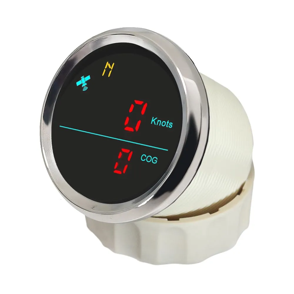 ELING 2'' Waterproof Speedometer GPS Speedo Gauge 0-999 km/h Knots mph for Marine Yachts with Compass 12V 24V (LCD Doesn't Show Odometer)