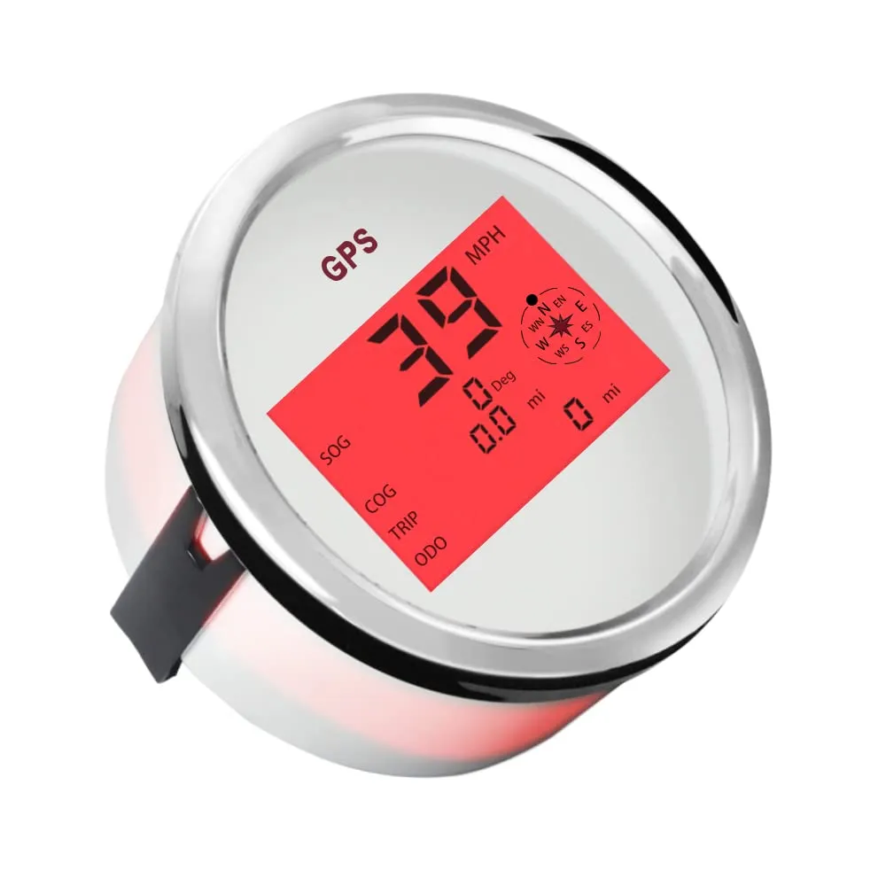 ELING Waterproof 3 3/8" Digital Speedometer GPS Odometer Tripmeter Chrome Speedo Gauge for Car Motorcycle Truck Bike Boat 12V 24 Volt