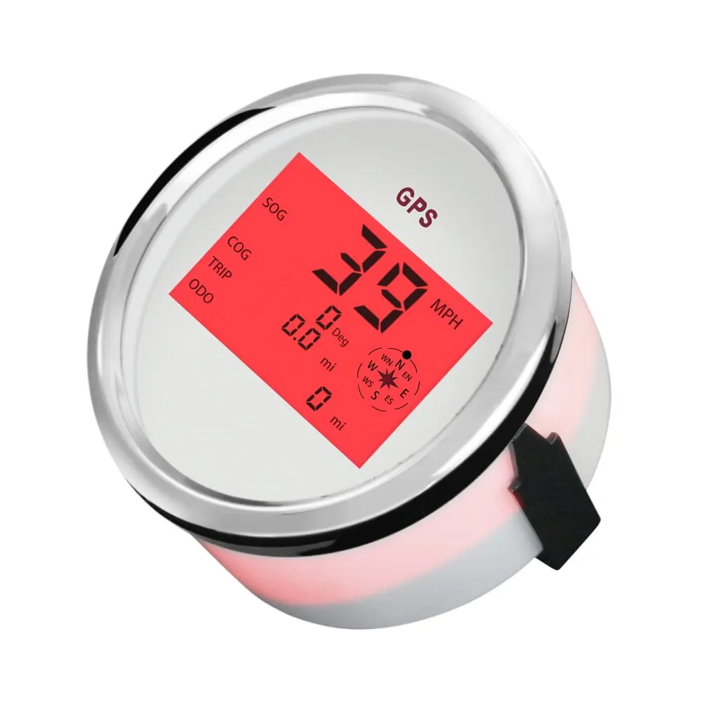 ELING Waterproof 3 3/8" Digital Speedometer GPS Odometer Tripmeter Chrome Speedo Gauge for Car Motorcycle Truck Bike Boat 12V 24 Volt