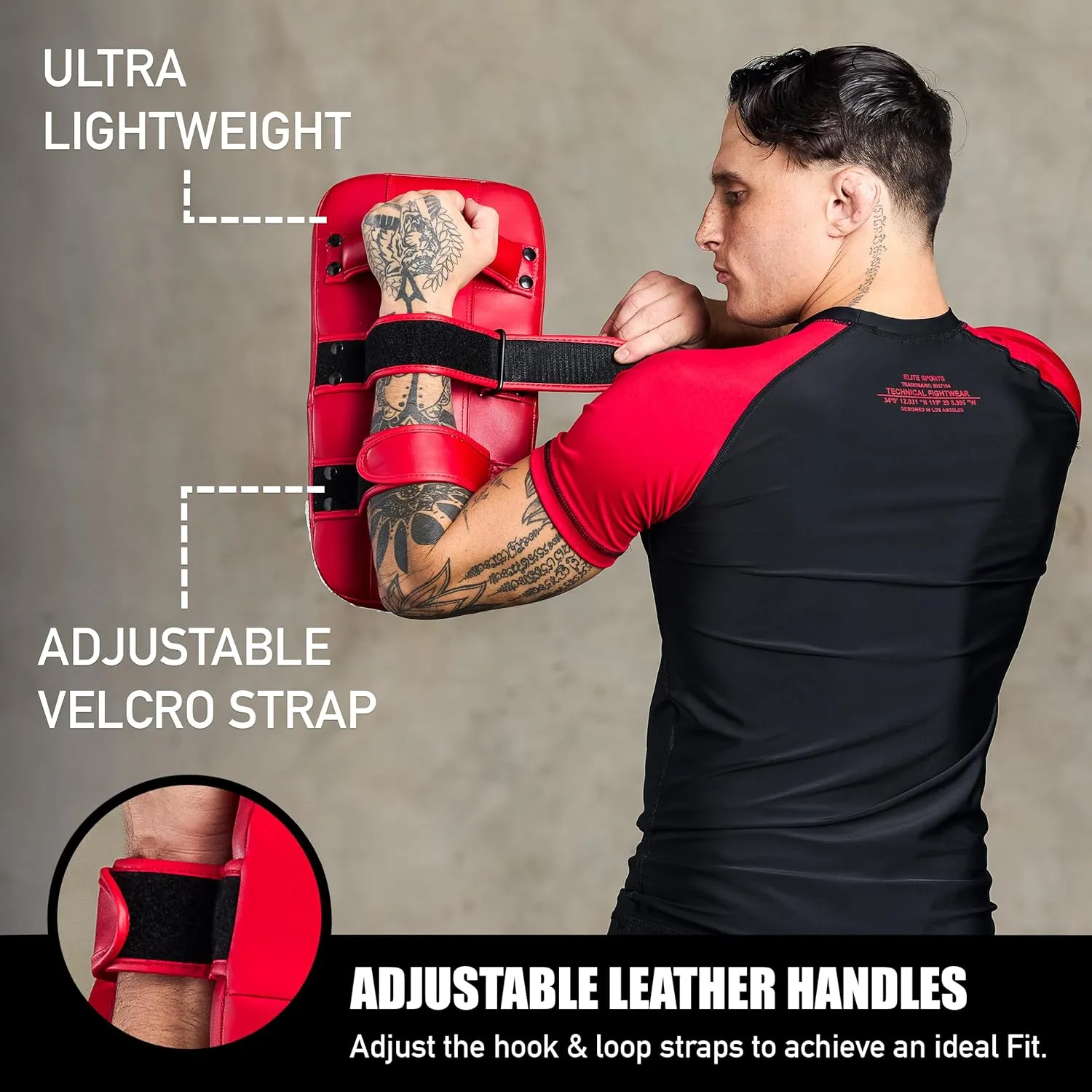 Elite Sports Muay Thai Kickboxing Curved Training Pad for Kickboxing,MMA,Taekwondo,Karate. Ideal for Punches,Knees, and Kicks in Martial Arts Training (ONE PAD ONLY)