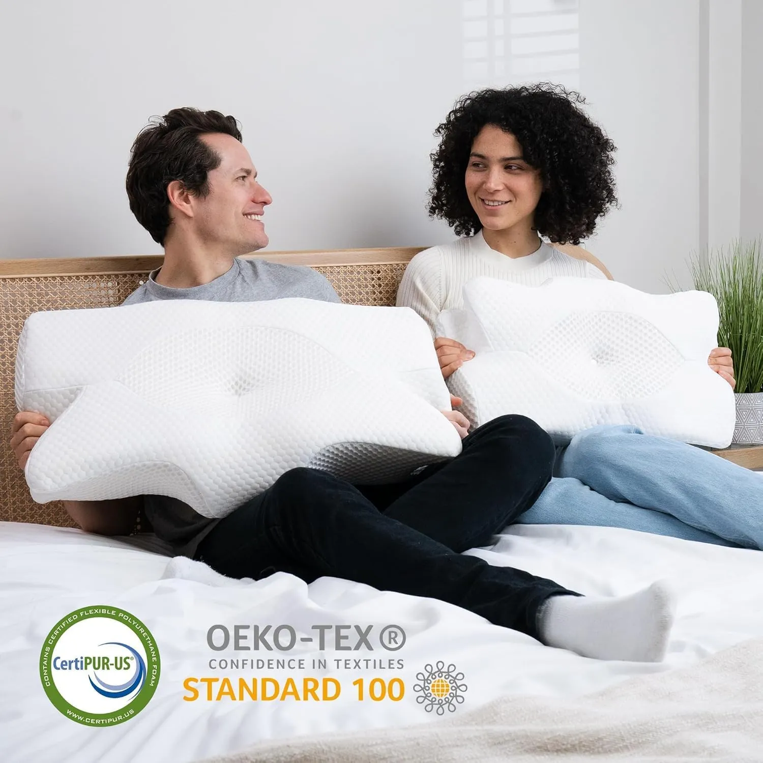 Elviros Cervical Memory Foam Pillows for Neck and Shoulder Pain, Neck Pillow for Sleeping, Side Sleeper Pillows for Adults, Ergonomic Orthopedic Sleeping for Back and Stomach Sleepers (Medium Firm)