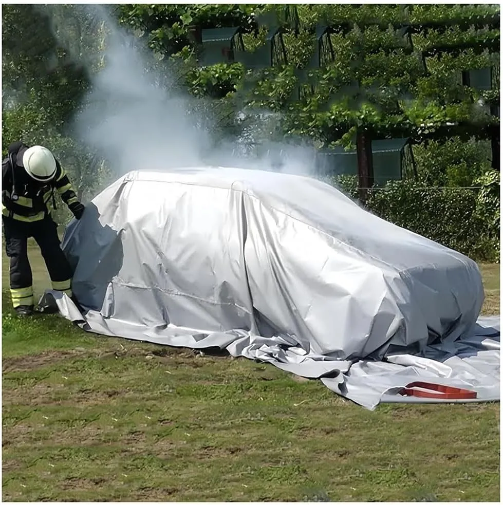 Emergency Fire Blanket for Car, Fireproof Tarp Survival Safety Fire Suppression Blanket for Electric Vehicle Truck Automotive Conflagration(26.3 * 32.9ft/8 * 10m)