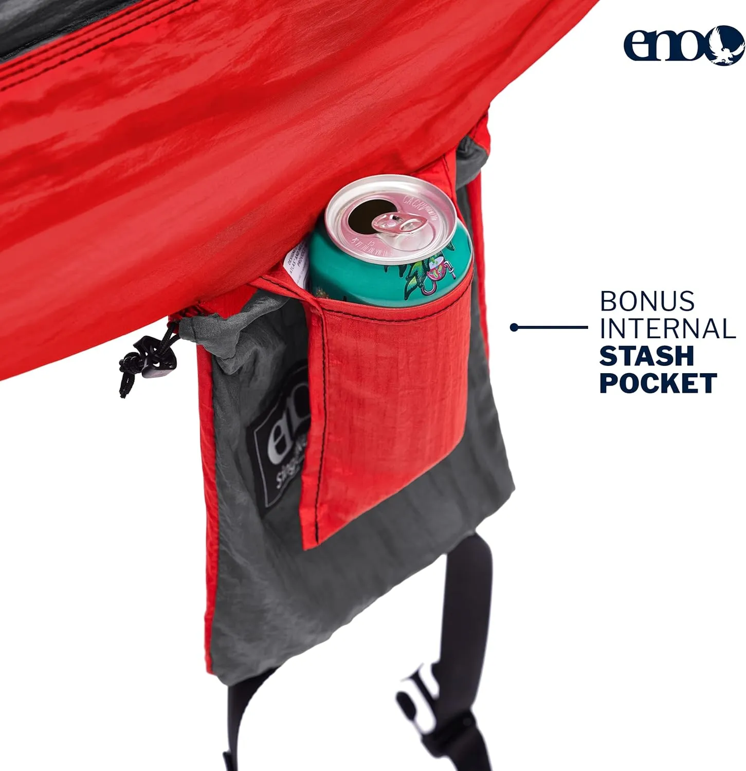 ENO SingleNest Hammock - Lightweight, 1 Person Portable Hammock - for Camping, Hiking, Backpacking, Travel, a Festival, or The Beach - Charcoal/Red