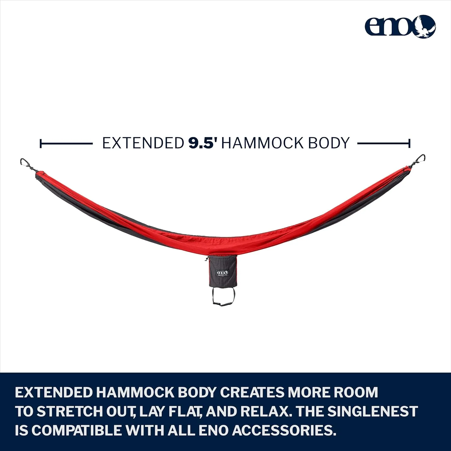 ENO SingleNest Hammock - Lightweight, 1 Person Portable Hammock - for Camping, Hiking, Backpacking, Travel, a Festival, or The Beach - Charcoal/Red