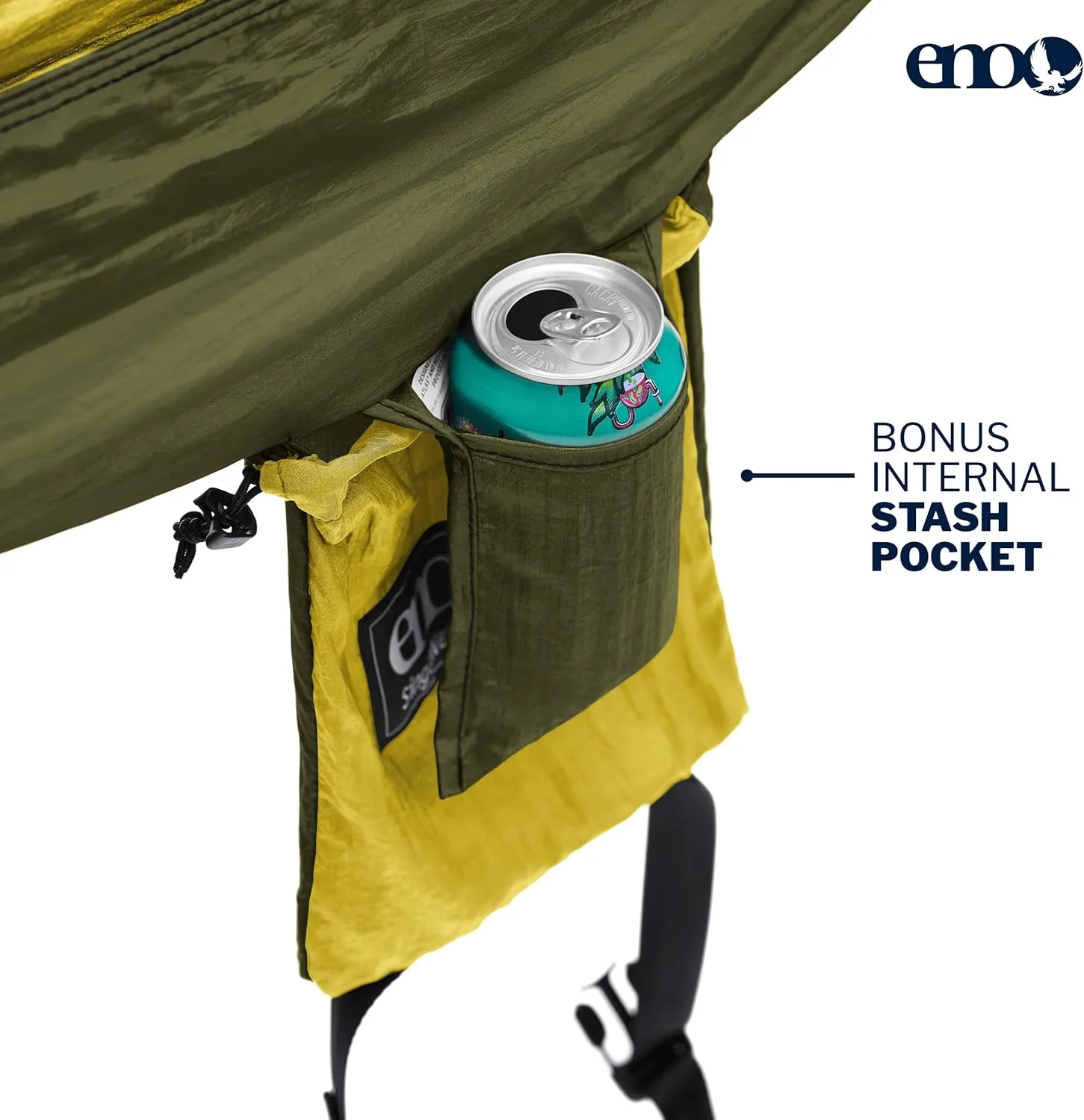 ENO SingleNest Hammock - Lightweight, 1 Person Portable Hammock - for Camping, Hiking, Backpacking, Travel, a Festival, or The Beach - Melon/Olive