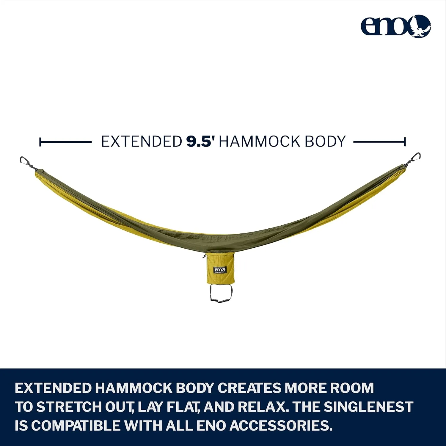 ENO SingleNest Hammock - Lightweight, 1 Person Portable Hammock - for Camping, Hiking, Backpacking, Travel, a Festival, or The Beach - Melon/Olive