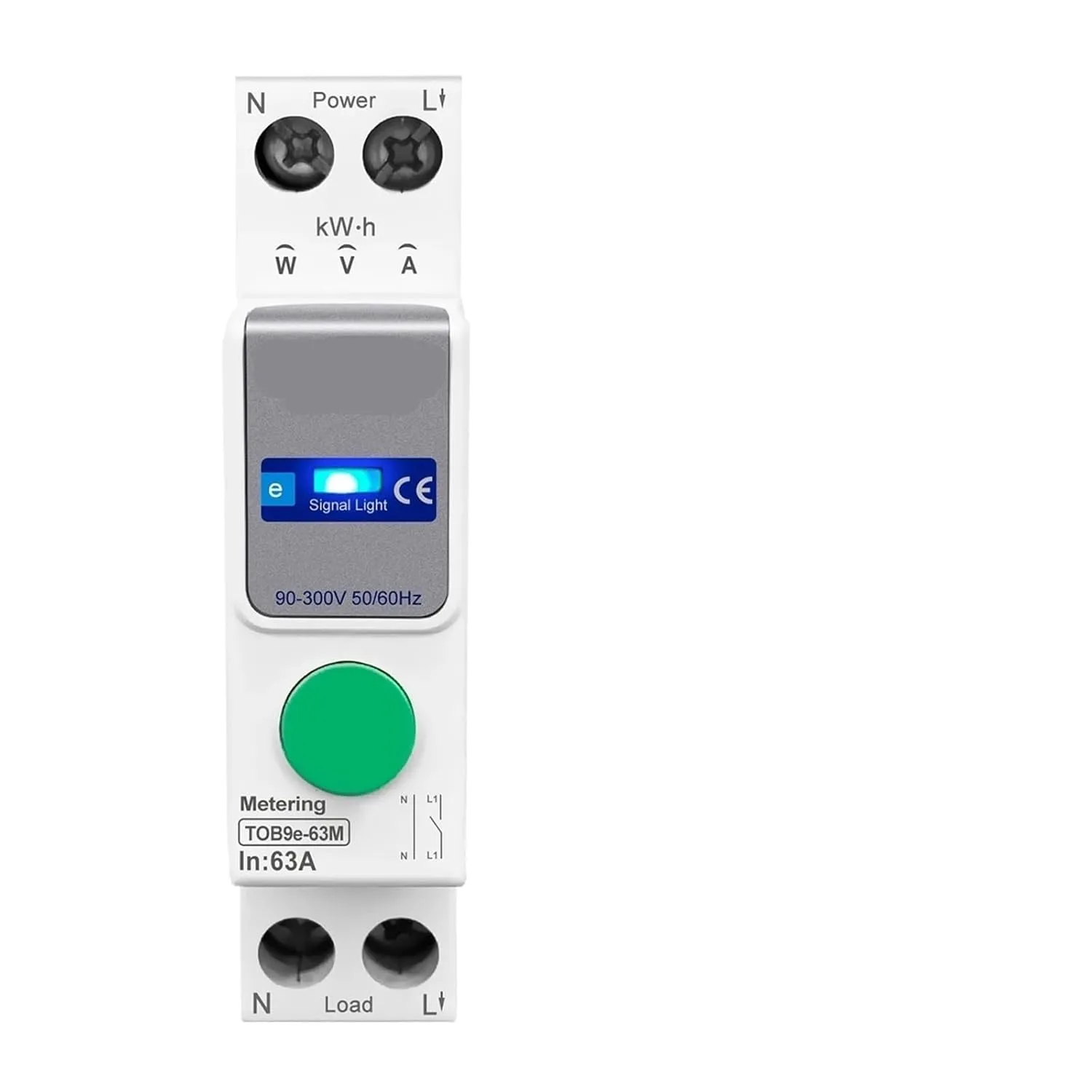 Ewelink 1P N 63A 110V 220V Energy Meter Kwh Metering Circuit Breaker Timer Relay Protection(TOB9e-63M VA Protect,TOB9e-63 32A)