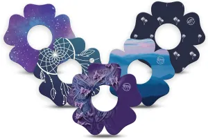 ExpressionMed CGM Adhesive Patches for Infusion Set (Pack of 5) - USA Made, Waterproof, Non-Fraying, Pre-Cut CGM Sensor Tapes (Dreamy Escapes Variety Pack - Flower Shape)