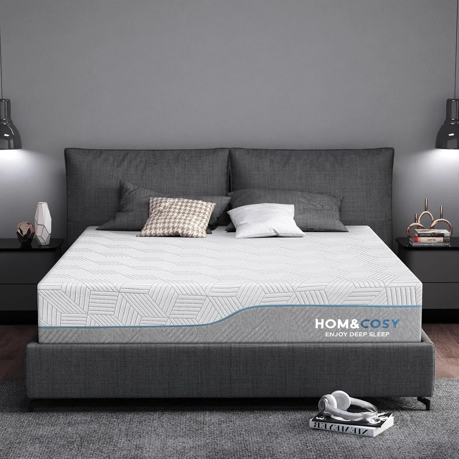 Extra Firm Mattress Full Size 12 Inch with Ice Silk Cover, Luxurious Cool Green Tea/Gel Memory Foam Mattress in Box, Firm Bamboo Bed Mattresses for Back Pain, US CertiPUR-US, Made in USA, 75" x 54"