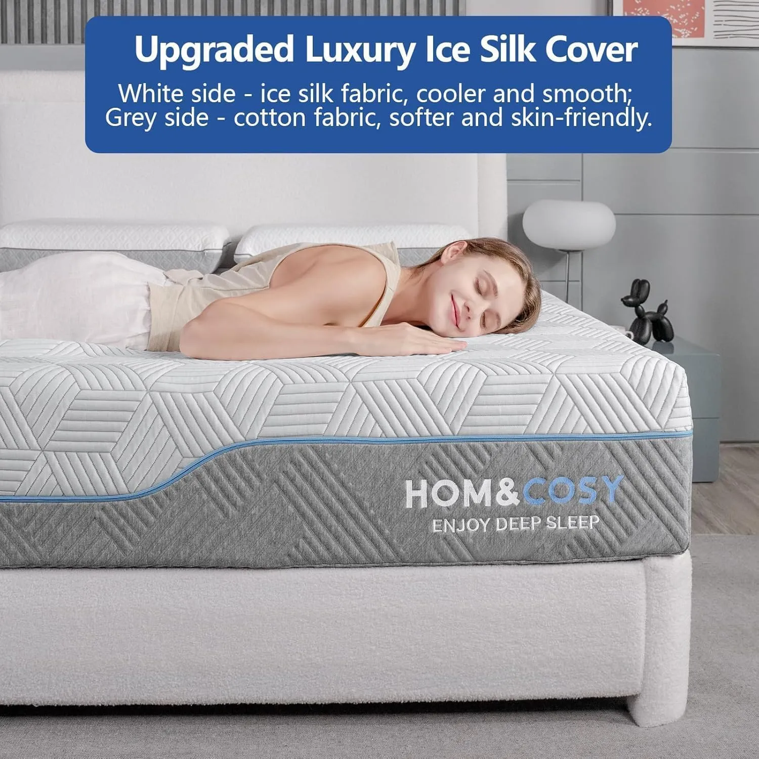 Extra Firm Mattress Full Size 12 Inch with Ice Silk Cover, Luxurious Cool Green Tea/Gel Memory Foam Mattress in Box, Firm Bamboo Bed Mattresses for Back Pain, US CertiPUR-US, Made in USA, 75" x 54"