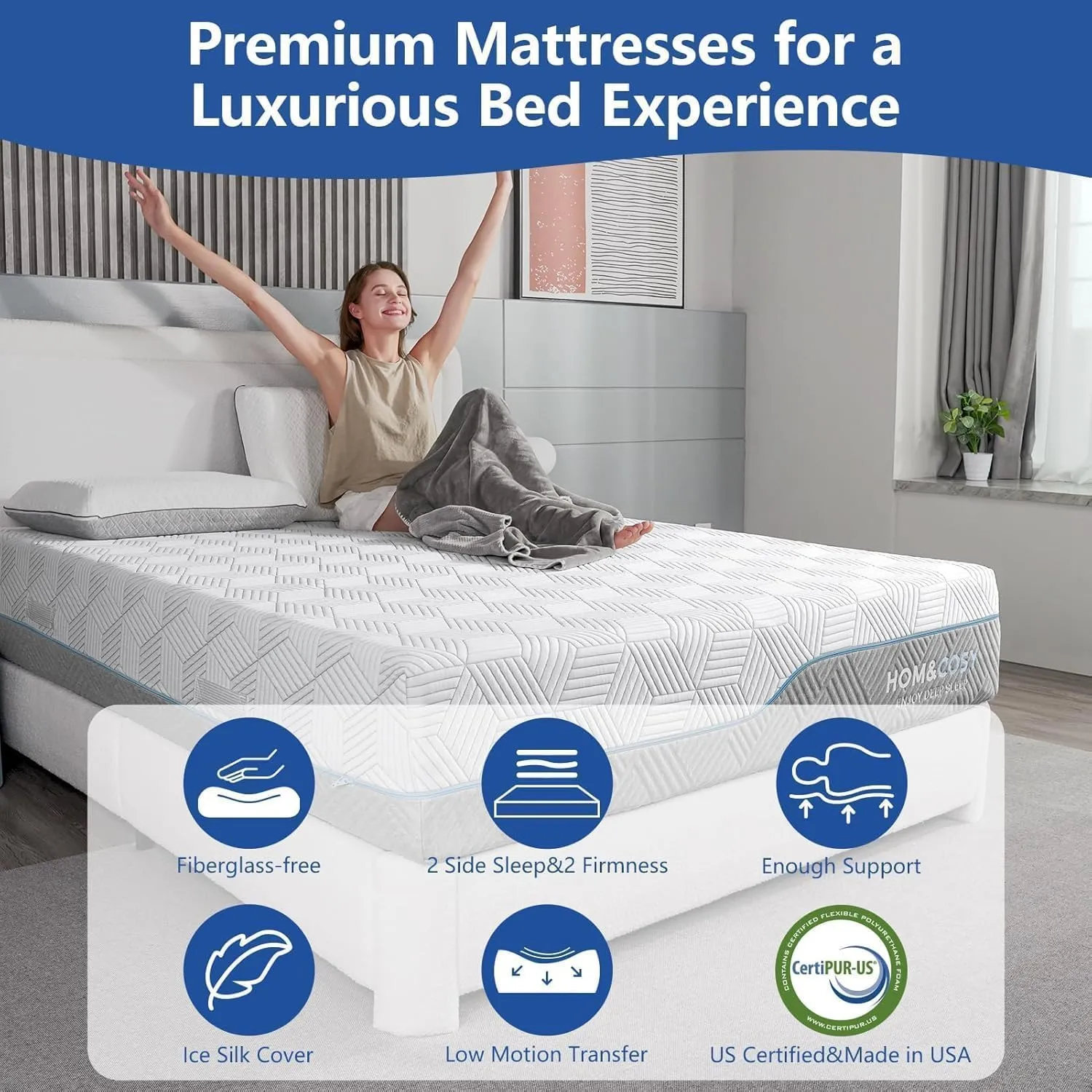 Extra Firm Mattress Full Size 12 Inch with Ice Silk Cover, Luxurious Cool Green Tea/Gel Memory Foam Mattress in Box, Firm Bamboo Bed Mattresses for Back Pain, US CertiPUR-US, Made in USA, 75" x 54"