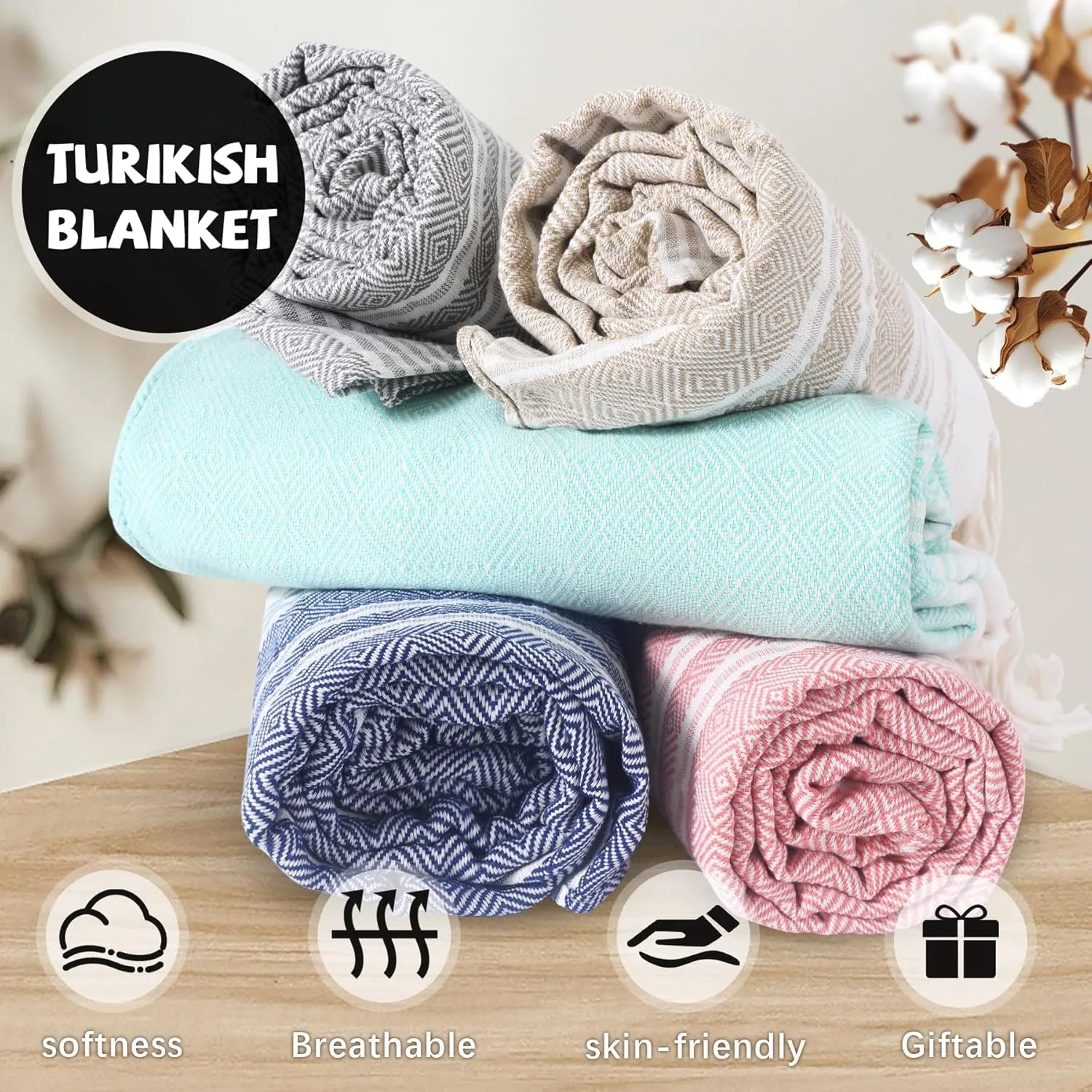 Extra Large Picnic Blanket Outdoor Turkish Beach Towel Camping Blanket ark Stadium Outside Festival Grass Hammock Grounding Rugs Lightweight Mexican Serape Floor Patio Baja Cobijas Mexicanas Para Mesa