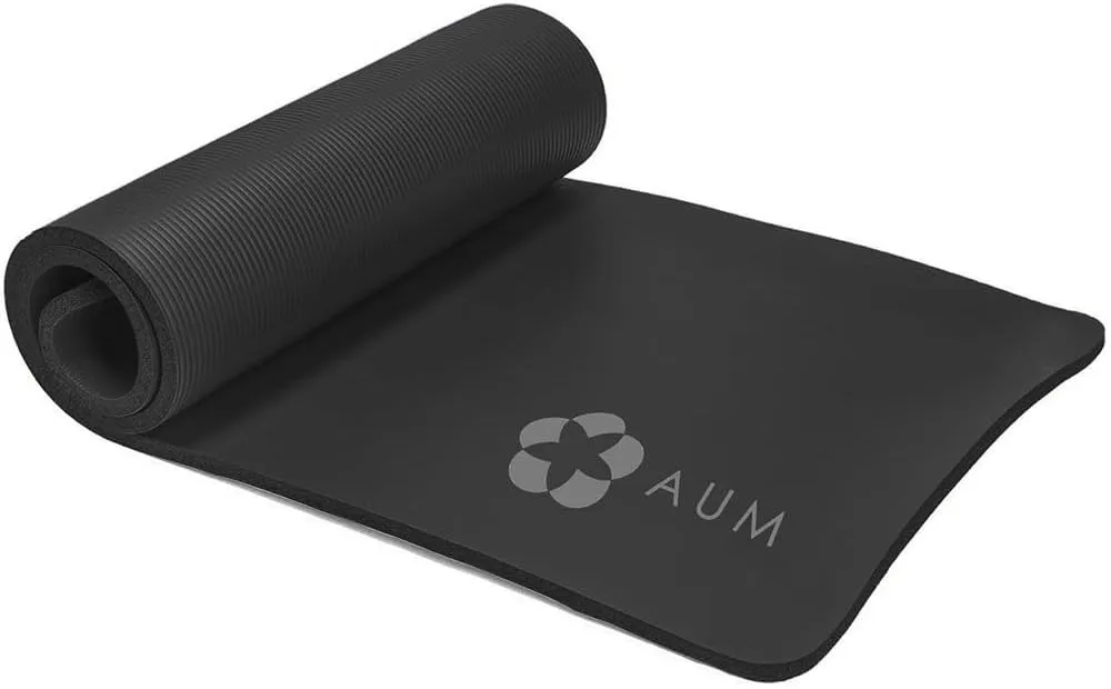 Extra Thick 0.4" Tech Foam Exercise Yoga Mat w/Carry Strap - Non-slip, Moisture-Resistant Cushion for Pilates - Support for Stretching & Physical Therapy - 72" x 24" (Black)