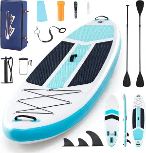 Extra Wide Inflatable Paddle Board,2-in-1 Adjustable Paddle Board for Adults,400lb Capacity Stand Up Stable Inflatable SUP, All Skill Levels,3 Detachable Fins,1 Backpack,Pump & Repair Kit