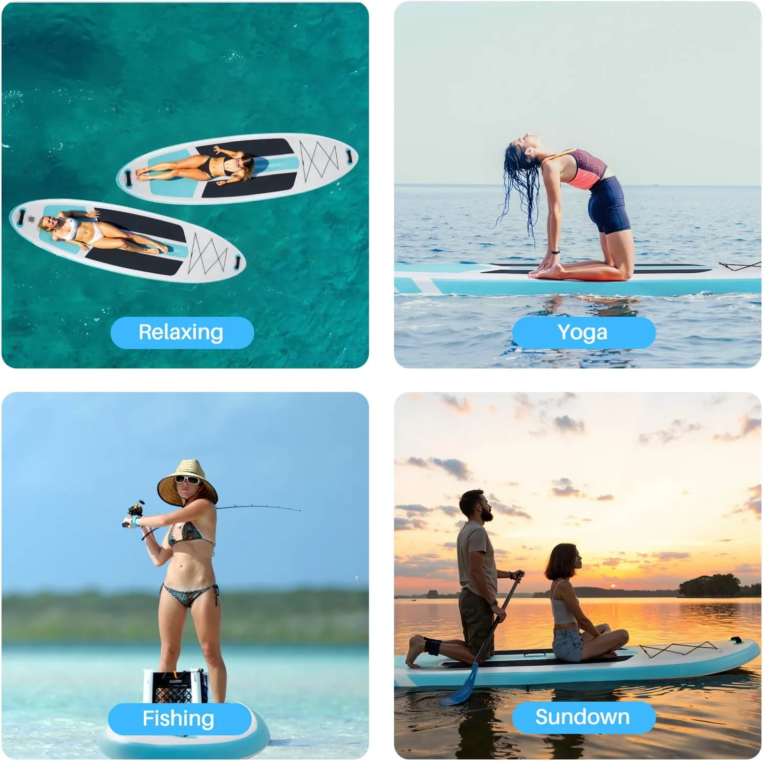 Extra Wide Inflatable Paddle Board,2-in-1 Adjustable Paddle Board for Adults,400lb Capacity Stand Up Stable Inflatable SUP, All Skill Levels,3 Detachable Fins,1 Backpack,Pump & Repair Kit