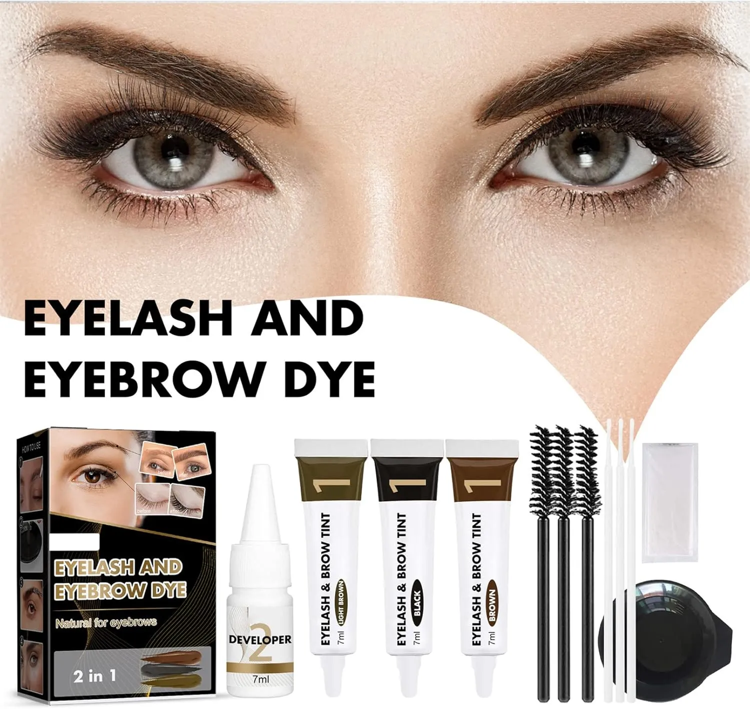 Eyelash and Eyebrown Dye Kit, Lash Lift and Tint Kit, Strictly Professional Eyelash & Eyebrow Dye Tint Basic Tinting Kit, Sweat-Proof, No Fading, No Smudges