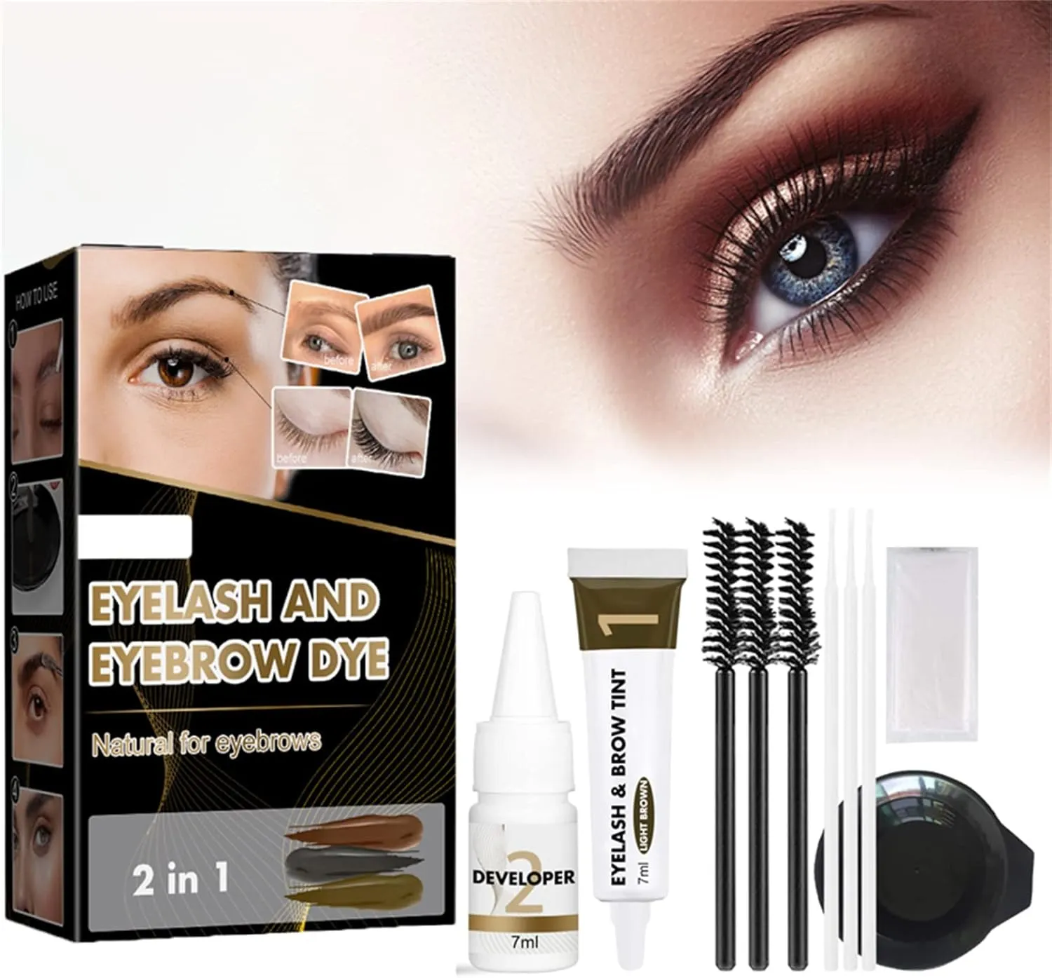 Eyelash and Eyebrown Dye Kit, Lash Lift and Tint Kit, Strictly Professional Eyelash & Eyebrow Dye Tint Basic Tinting Kit, Sweat-Proof, No Fading, No Smudges