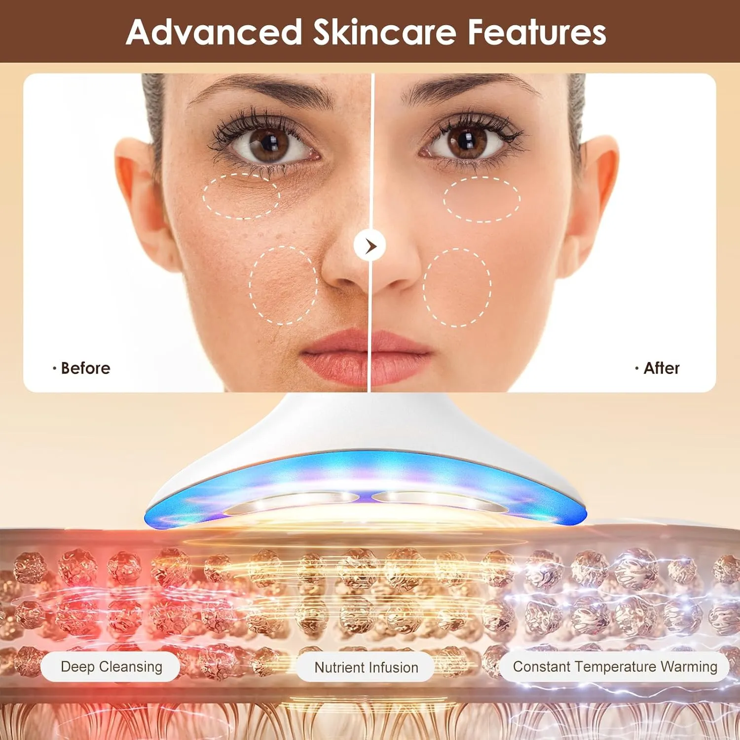 Facial and Neck Massager for Face, Neck - Skin Lifting & Firming - Wrinkle & Dark Circle Reducer - at Home Skin Care Face Sculpting Tool and Neck Massager-White
