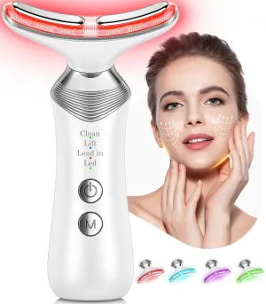 Facial Massager for Face and Neck, 7-in-1 Face Neck Massager Tool with 4 Modes, Beauty Device Facial Massage for at-Home Skin Care