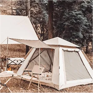 Family Camping Tent 4 People Double Doors and Four Windows,Waterproof Instant Dome Tent Advanced Stable Basic Tent Ideal for Camping in The Garden