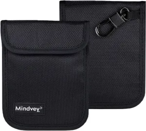 Faraday Bags for Car Key Fobs, Credit Cards, Smart Watches/Data Privacy, Electronic Device Security, Anti-Hacking Card Protection 5G RF & RFID Shielding (2, Black)