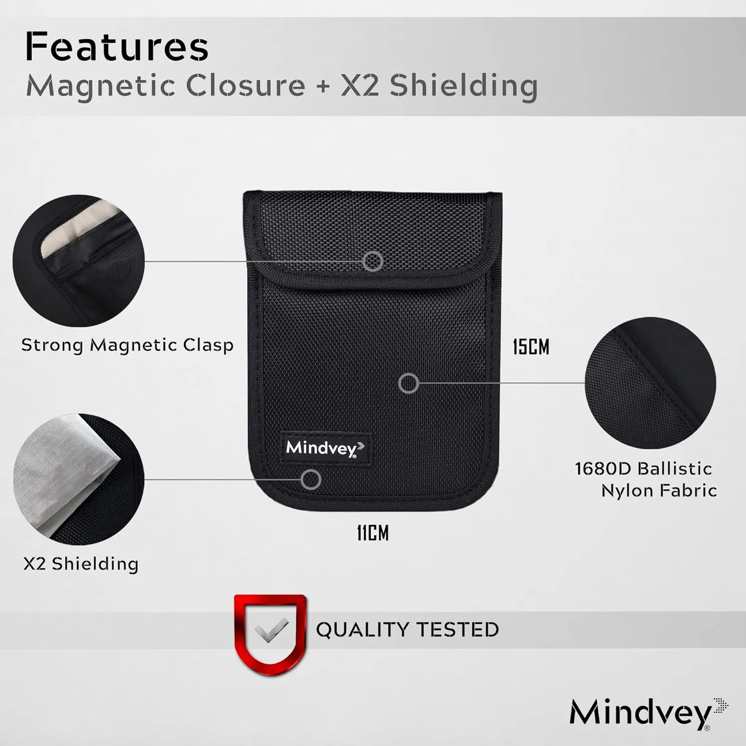 Faraday Bags for Car Key Fobs, Credit Cards, Smart Watches/Data Privacy, Electronic Device Security, Anti-Hacking Card Protection 5G RF & RFID Shielding (2, Black)