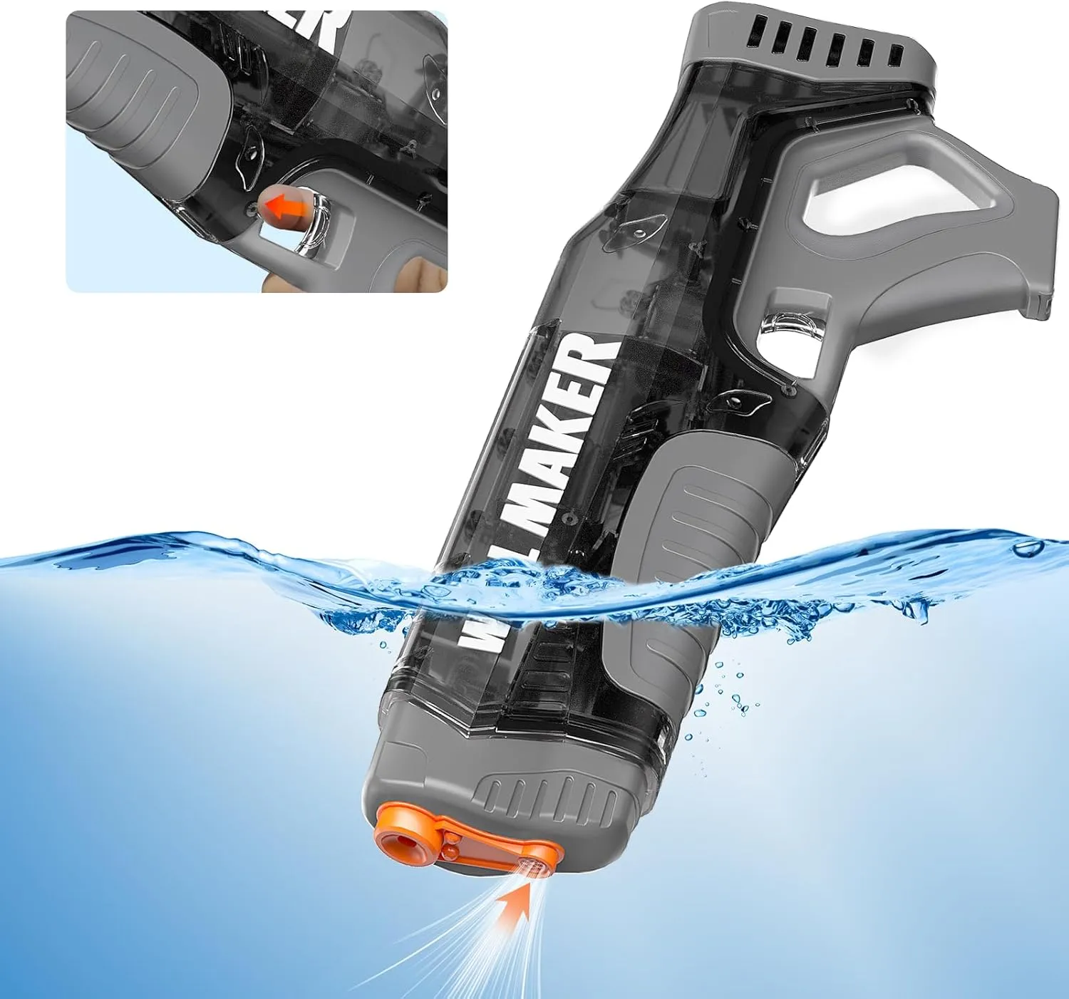 Fast Auto Suction Electric Water Gun,Full Auto 330  Continuous Water Pistol Up to 28-32FT Range,Powerful Water Guns for Adults/Kids,IP67 Waterproof Squirt Guns (2 Batteries)