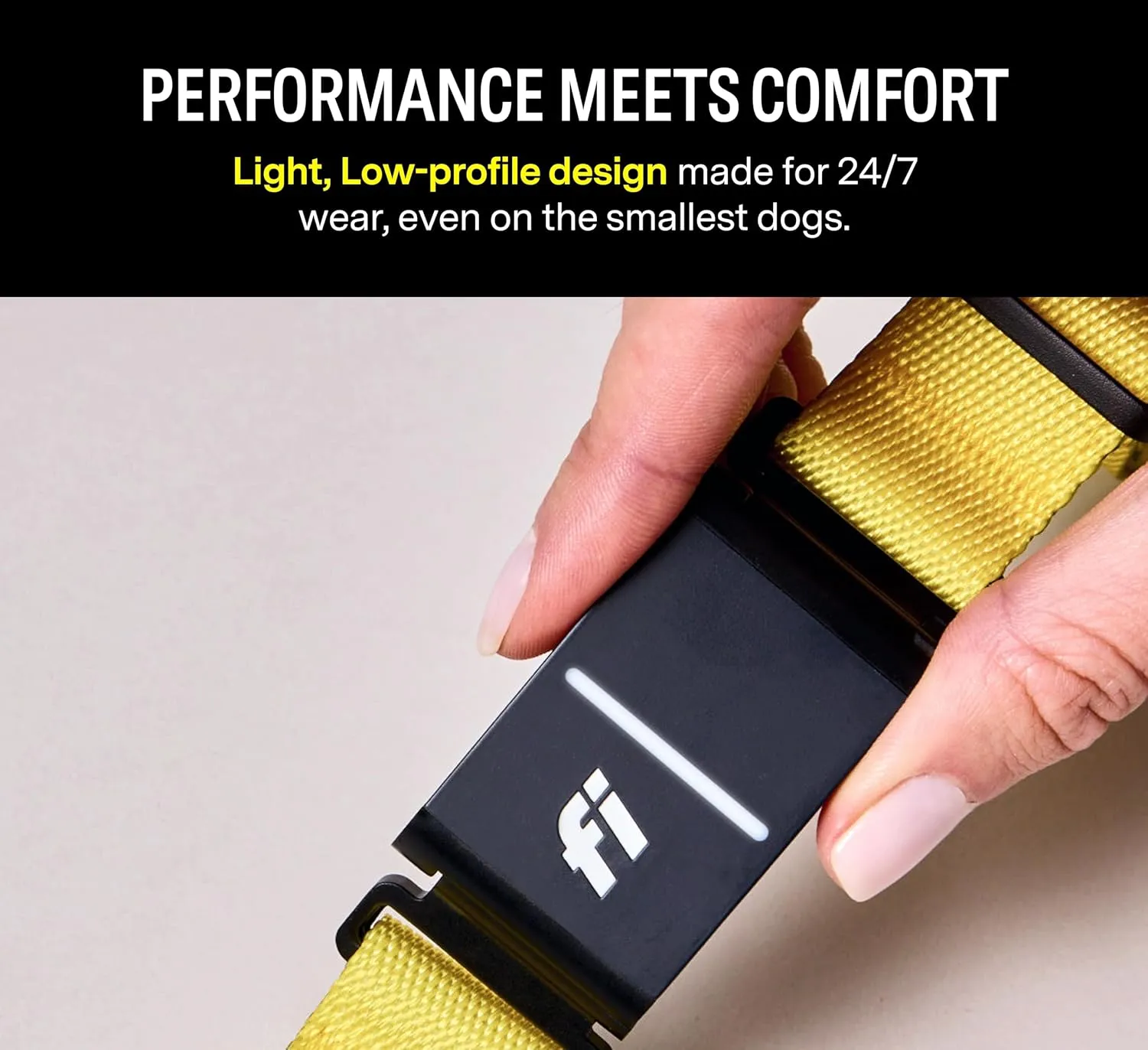 Fi Series 3 Smart Dog Collar - GPS Dog Tracker and Activity & Fitness Monitor, Waterproof, LED Light, Escape Alerts, Nationwide Coverage [Free 6 Month Membership] (Yellow, Large)