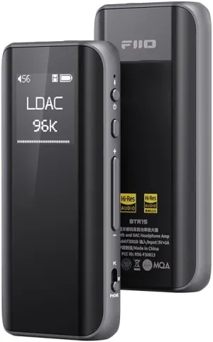 FiiO BTR15 Headphone Amps Bluetooth 5.1 Receiver High Resolution 384K/32Bit Native DSD256 USB DAC Supports LDAC/aptX HD/MQA for Smartphones/PC/Car/Home Audio (Titanium)