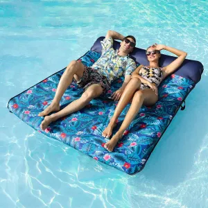 FindUWill Oversized Pool Float Lounge, 72" X 37" Extra Large Fabric-Covered Pool Floats for Adults, Inflatable Contour Lounger with Headrest Ultra-Comfort Cooling Pool Raft (XL, Monstera)