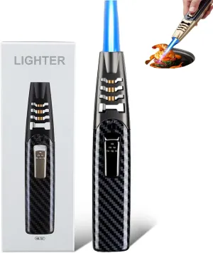 Fire Blaze Lighter Electric,Fire Blaze Lighter,Powerful Firepower Adjustable Dual-Arc Torch Lighter (1PCS- Carbon Fiber-Gray)