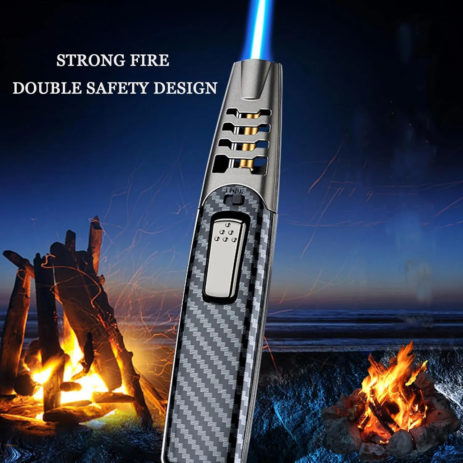Fire Blaze Lighter Electric,Fire Blaze Lighter,Powerful Firepower Adjustable Dual-Arc Torch Lighter (1PCS- Carbon Fiber-Gray)