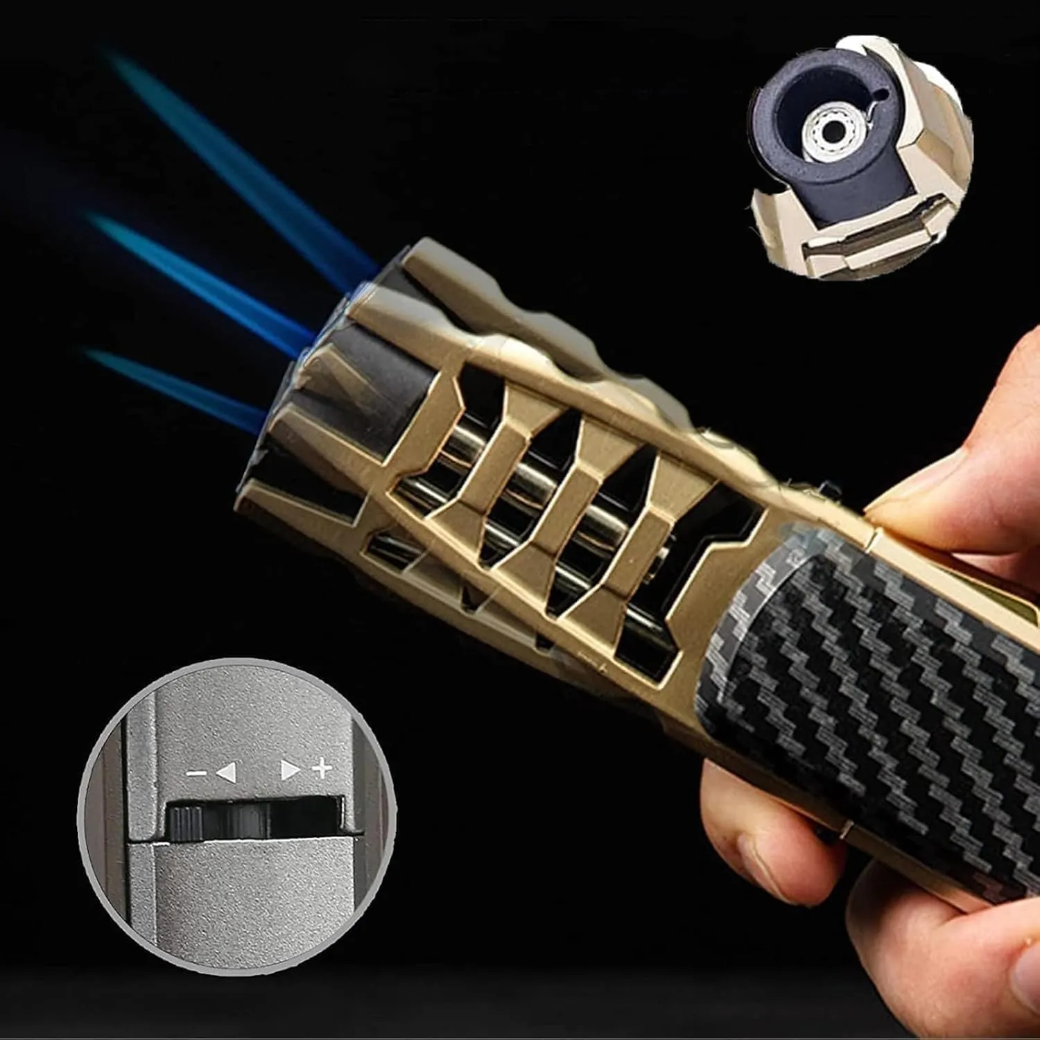 Fire Blaze Lighter, Fireblaze Lighter, Powerful Adjustable Flame Torch Lighter, Waterproof and Windproof Jet Bright Fire Lighter(Black Chrome)