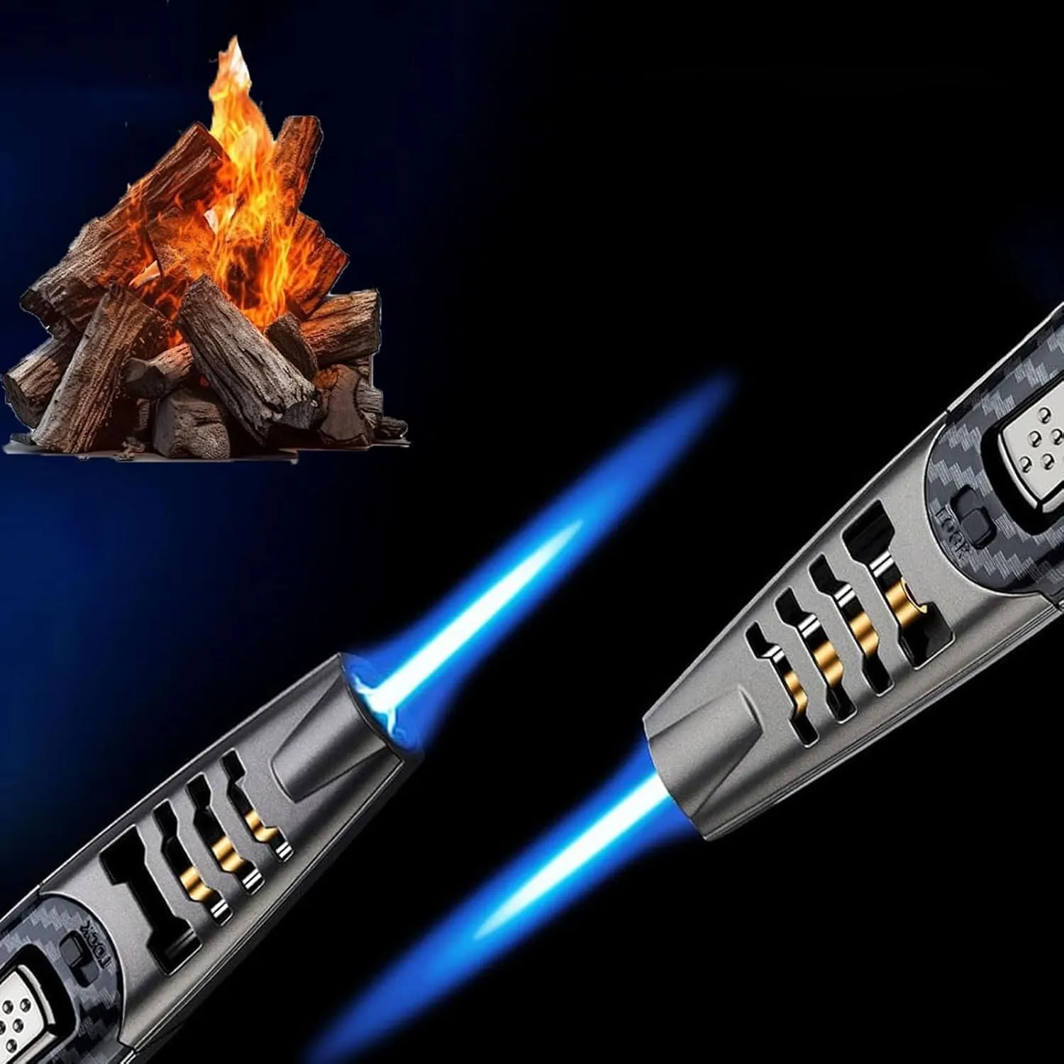 Fire Blaze Lighter, Fireblaze Lighter, Powerful Adjustable Flame Torch Lighter, Waterproof and Windproof Jet Bright Fire Lighter(Black Chrome)