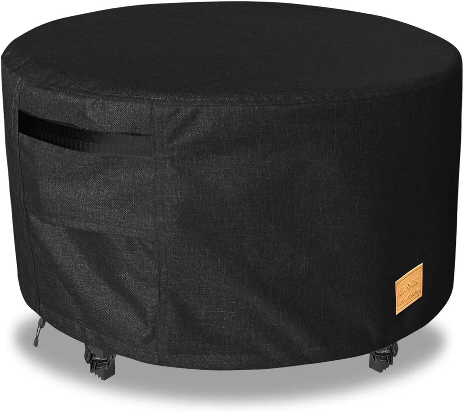 Fire Pit Cover Round 50 inch,Waterproof 600D Heavy Duty Patio Fire Pit Cover,Outdoor Round Gas Fire Pit/Table Cover,50” Dia X 24”H,Black