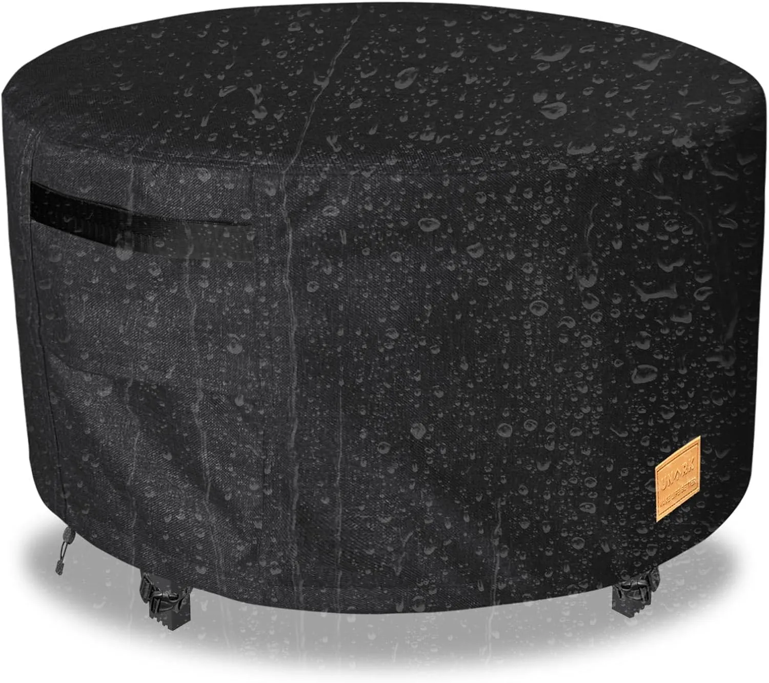 Fire Pit Cover Round 50 inch,Waterproof 600D Heavy Duty Patio Fire Pit Cover,Outdoor Round Gas Fire Pit/Table Cover,50” Dia X 24”H,Black